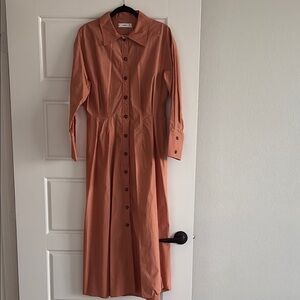 Elegant Orange Button-Up Dress